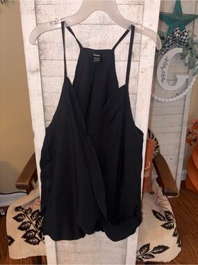 SHEIN Black Draped Surplice Camisole with Spaghetti Straps